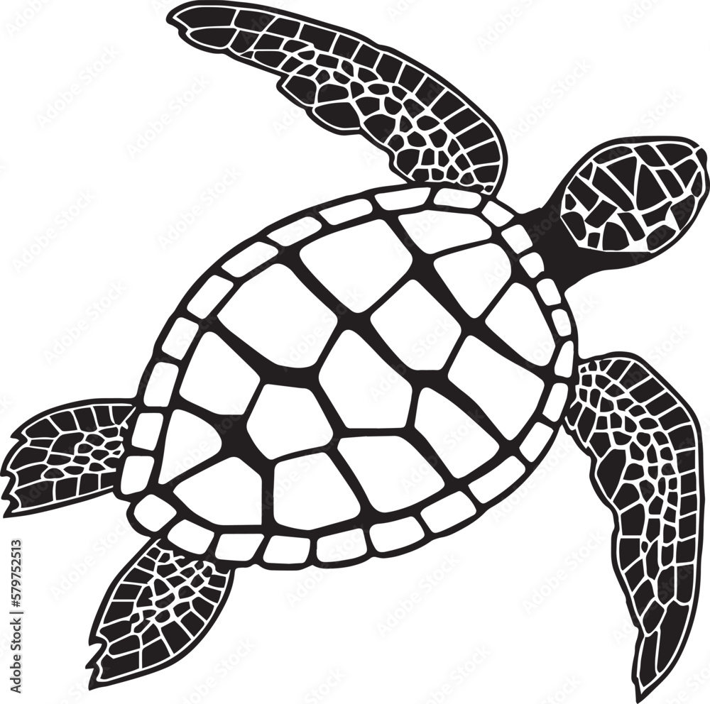 Vector turtle silhouette of a isolated on a white background, Vector ...