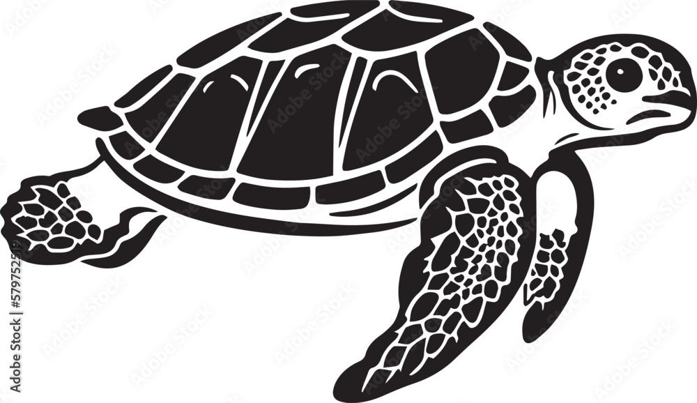 Vector turtle silhouette of a isolated on a white background, Vector ...