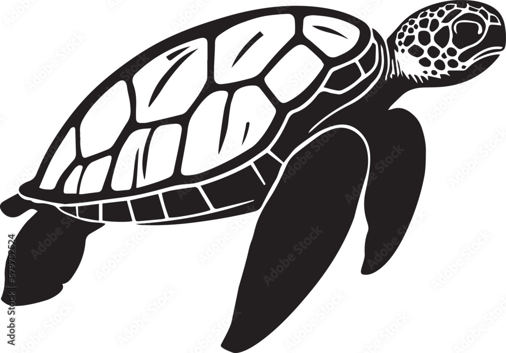 Vector turtle silhouette of a isolated on a white background, Vector ...