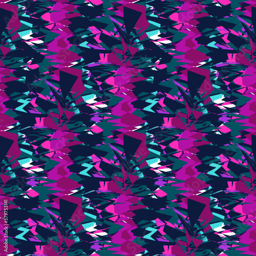 Abstract seamless spiky angled pattern in dramatic color palette.