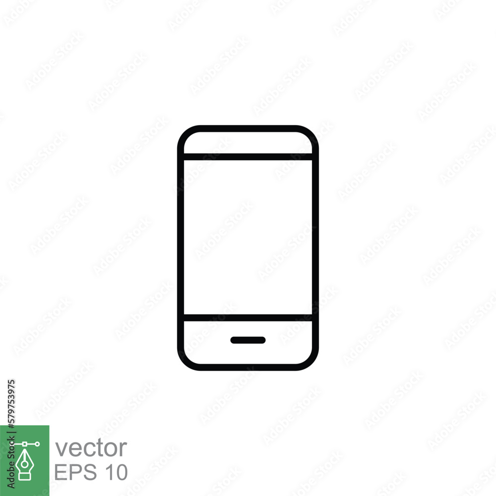 Mobile phone line icon. Simple outline style. Minimal smartphone, telephone, cell phone, technology concept. Vector illustration isolated on white background. EPS 10. Mobile phone line icon. Simple outline style. Minimal smartphone, telephone, cell phone, technology concept. Vector illustration isolated on white background. EPS 10.