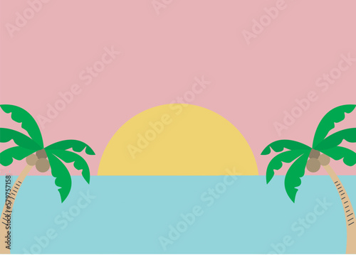 summer pink beach and palms