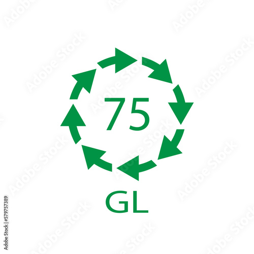 Low Lead Glass. Glass recycling code 75 GL. Vector illustration