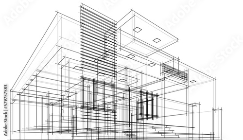 Architectural sketch of a house building 