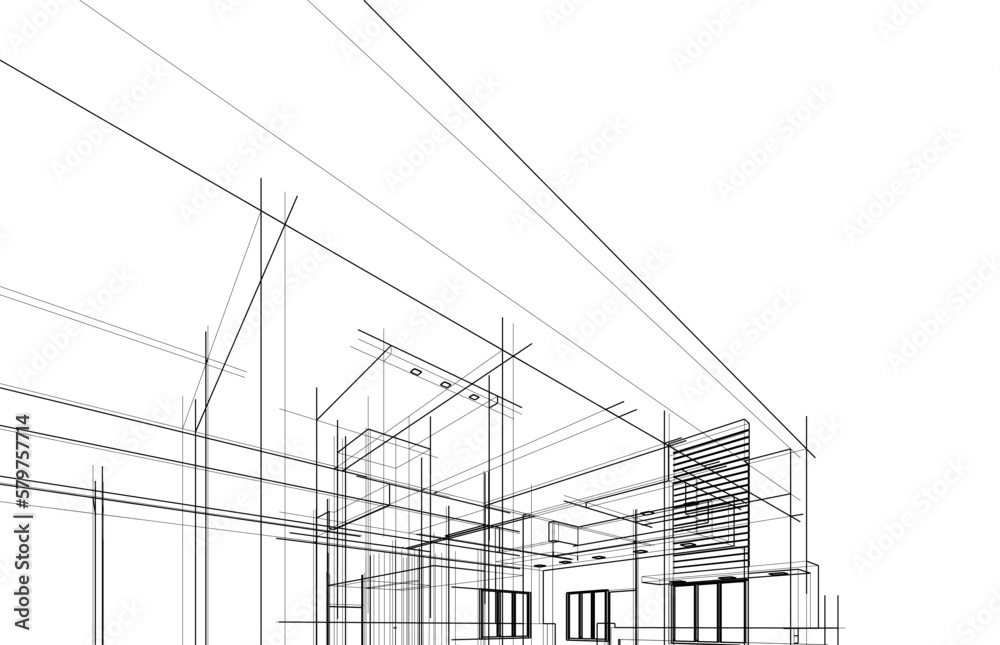 Architectural sketch of a house building Architectural sketch of a house building