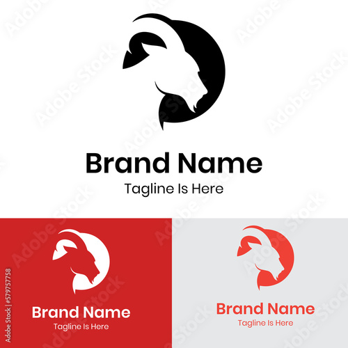 Rounded goat head logo design
