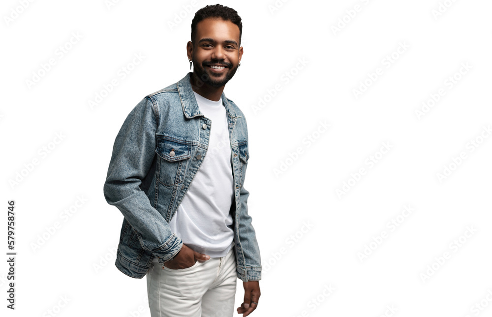 Handsome young african american guy posing in studio, transparent background Handsome young african american guy posing in studio, transparent background