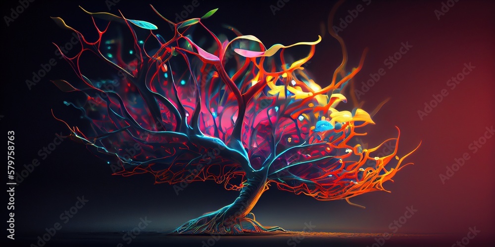 Human glowing brain. AI network of brain on business analysis ...