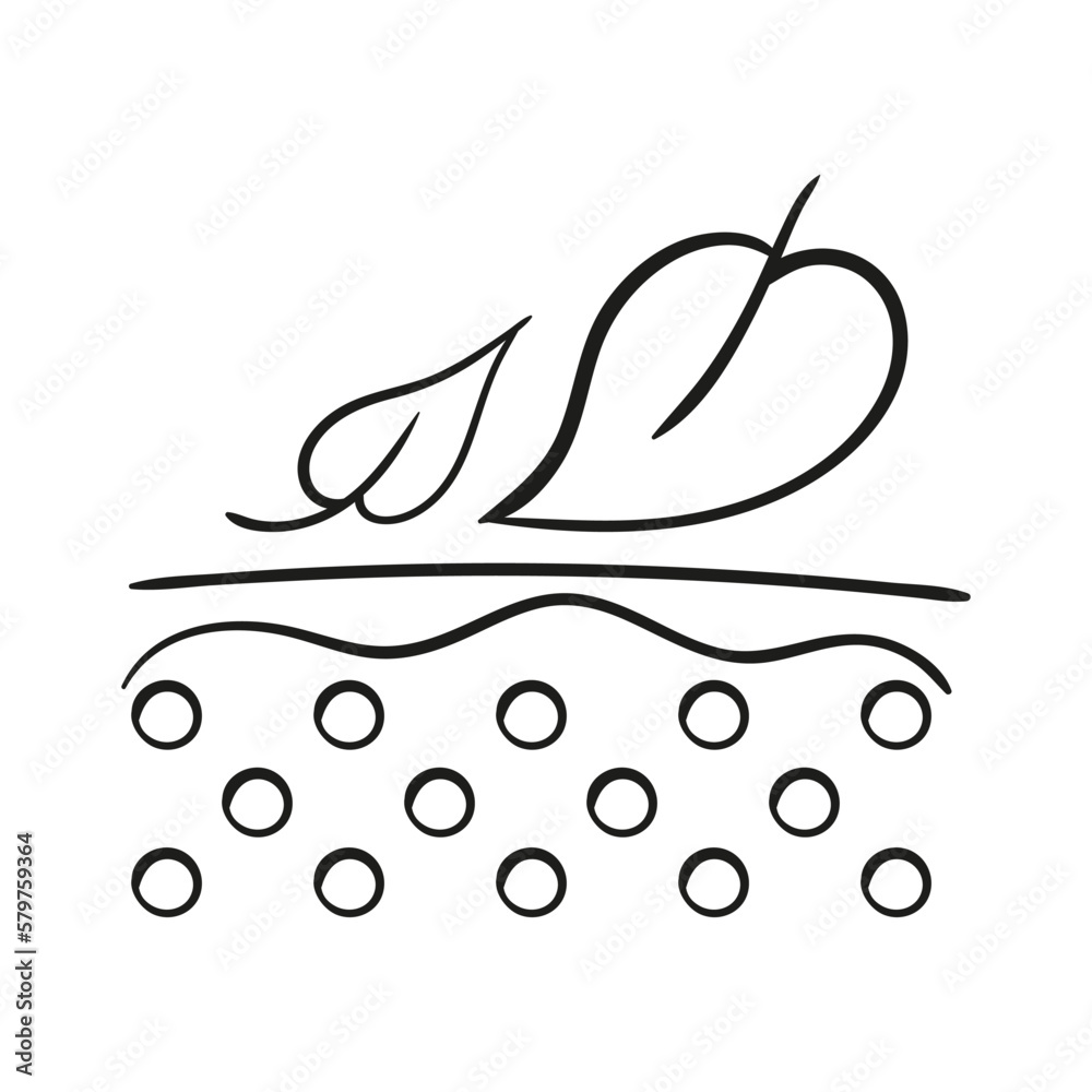 Natural cosmetics line icon. Skin layers with leaves. Vector Natural cosmetics line icon. Skin layers with leaves. Vector