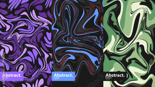 Set Abstract pattern liquid elements Vector illuatration