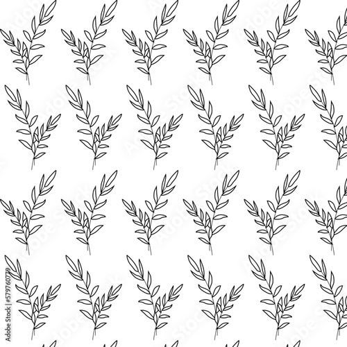 Pattern branches with leaves. For fabrics, background , wall paper, wrapping, poster or banner. Vector illustration