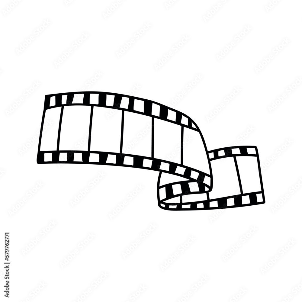Photo film, movie film. Vector illustration in doodle style. Isolated on a white background.