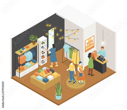 Clothing shop - modern vector colorful isometric illustration