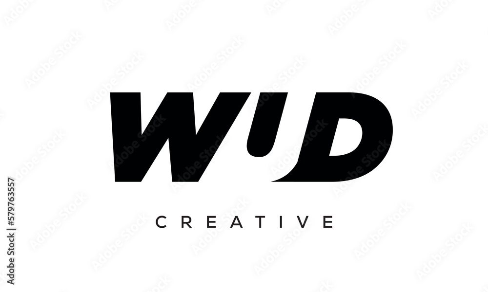 WUDletters negative space logo design. creative typography monogram vector