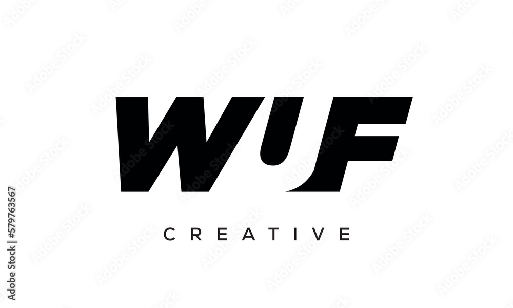 WUF letters negative space logo design. creative typography monogram vector WUF letters negative space logo design. creative typography monogram vector