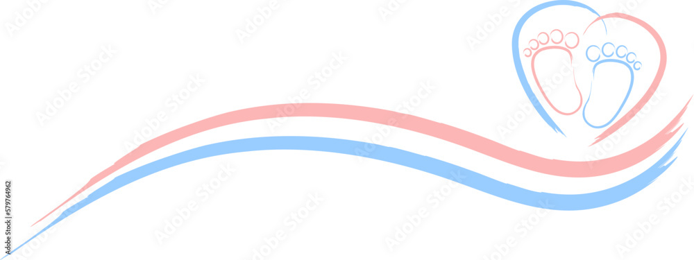 Baby-Fußabdruck rosa und blau, Baby Füße, Herz, Hintergrund