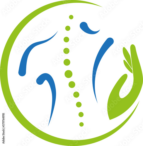 Person, Hand und Wirbelsäule, Chiropraktiker, Orthopädie, Massage, Logo, Hintergrund
