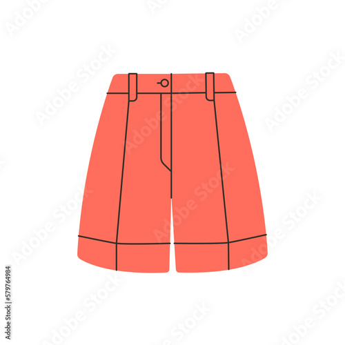 Fashion shorts. Stylish casual unisex garment, basic summer cloth apparel, cartoon outfit wardrobe. Vector illustration