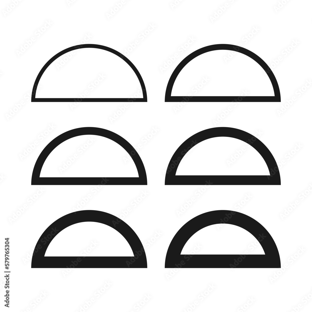 Hollow Semicircle Stroke Shape Icon Set Hollow Semicircle Stroke Shape Icon Set