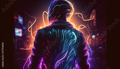 Cyberpunk Futuristic wave colorful person