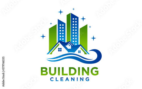 Home Building Cleaning Services Logo Design Template