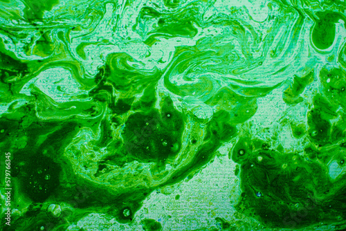 green and blue liquid abstract oil painting texture, modern background with space for text. colorful liquid design