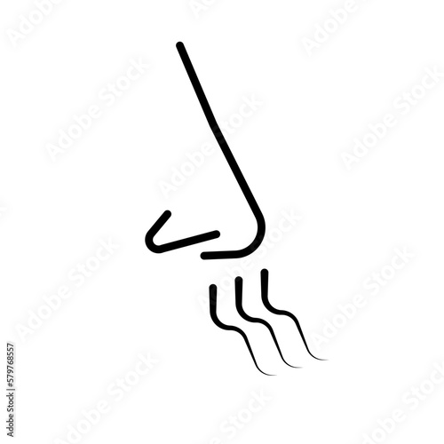 Simple sniffing nose icon. Vector.