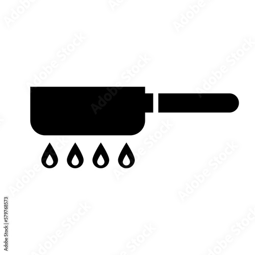 Frying pan and fire silhouette icon. Cooking. Vector.