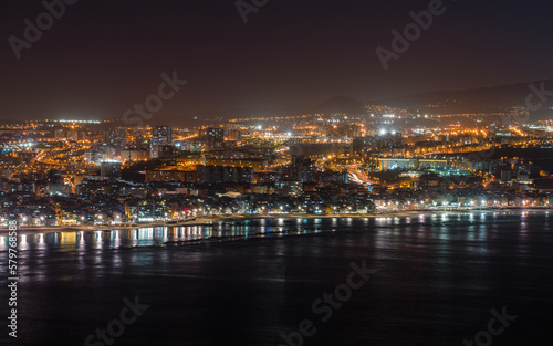 Night Cityscape View of Las Palmas de Gran Canaria, Spain
