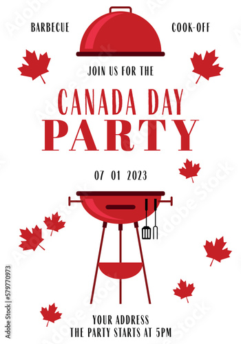 Canada day party.Canada Day BBQ Party Invitation. Canada Day Barbecue party celebration design template