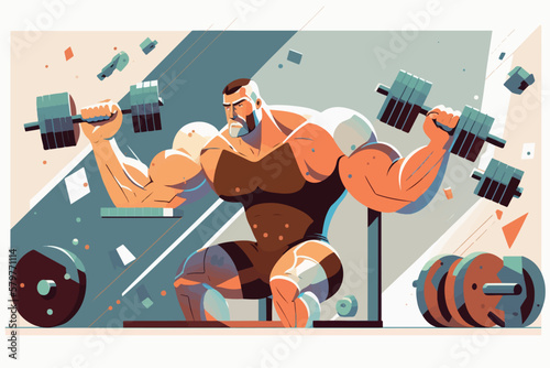 workout illustration vectorial, men on gym
