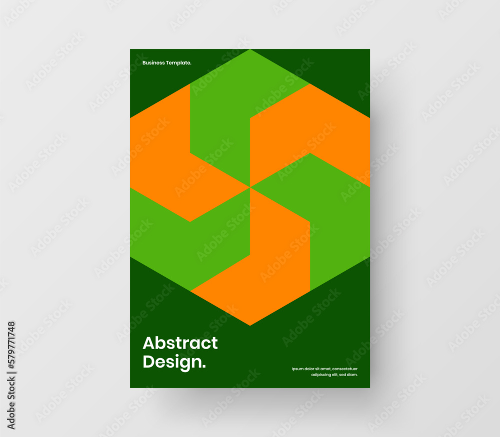 Fresh leaflet design vector illustration. Unique geometric pattern company cover layout.