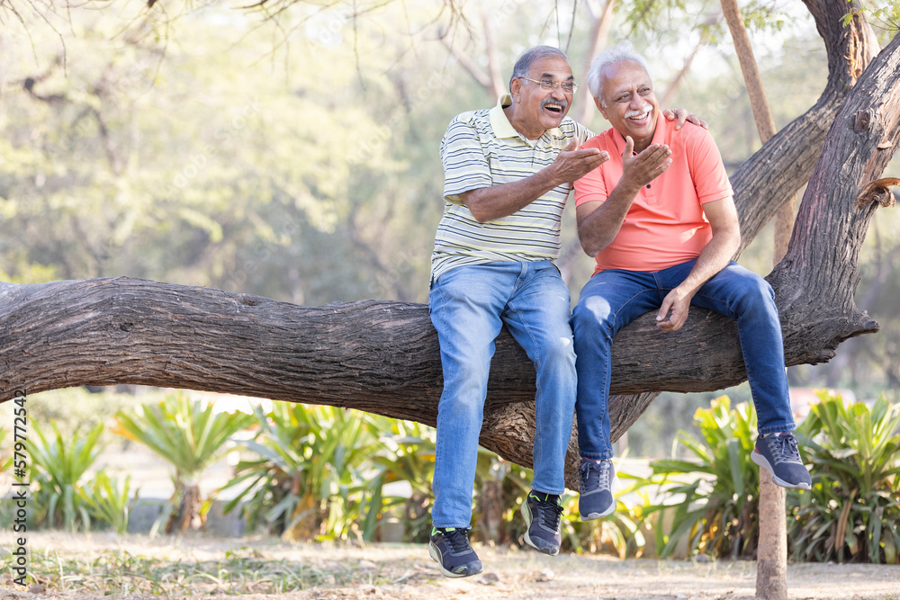Fototapeta premium Senior man spending free time at park.