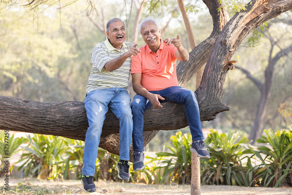 Fototapeta premium Senior man spending free time at park.