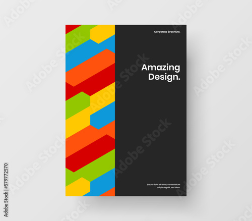 Isolated mosaic tiles company brochure concept. Unique magazine cover design vector template.