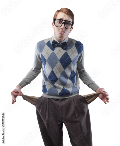 Funny broke guy with empty pockets