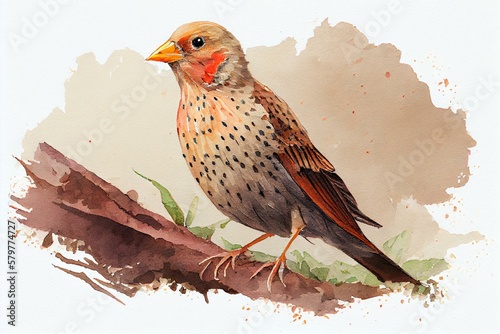 Red-billed quelea, watercolor style. Generative AI photo