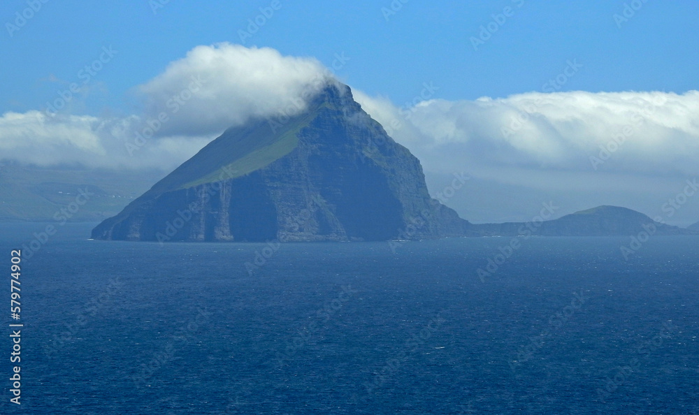 Islets in Bosdalafossur, Vagar Island, Faroe Islands, Denmark