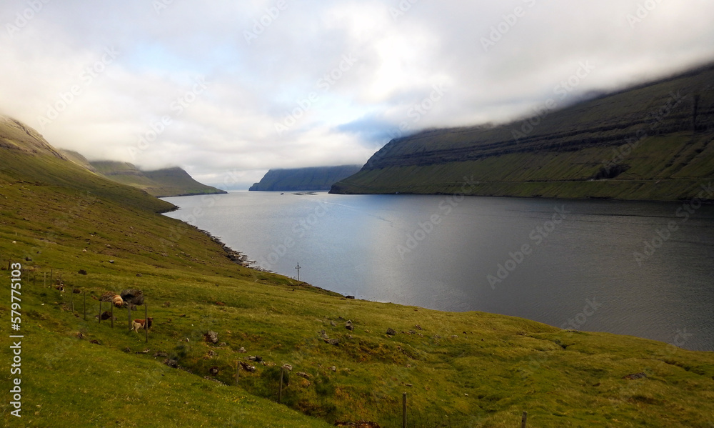 Obraz premium Kunoy landscape, Faroe Islands, Denmark