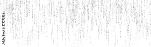 Binary code on white background. Abstract matrix stream. Running numbers template for website or poster. Futuristic data visualization. Modern coding concept. Vector illustration