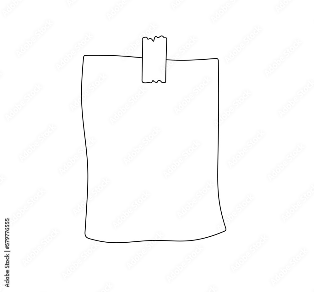 Vector isolated one single rectangle blank piece of paper with piece of