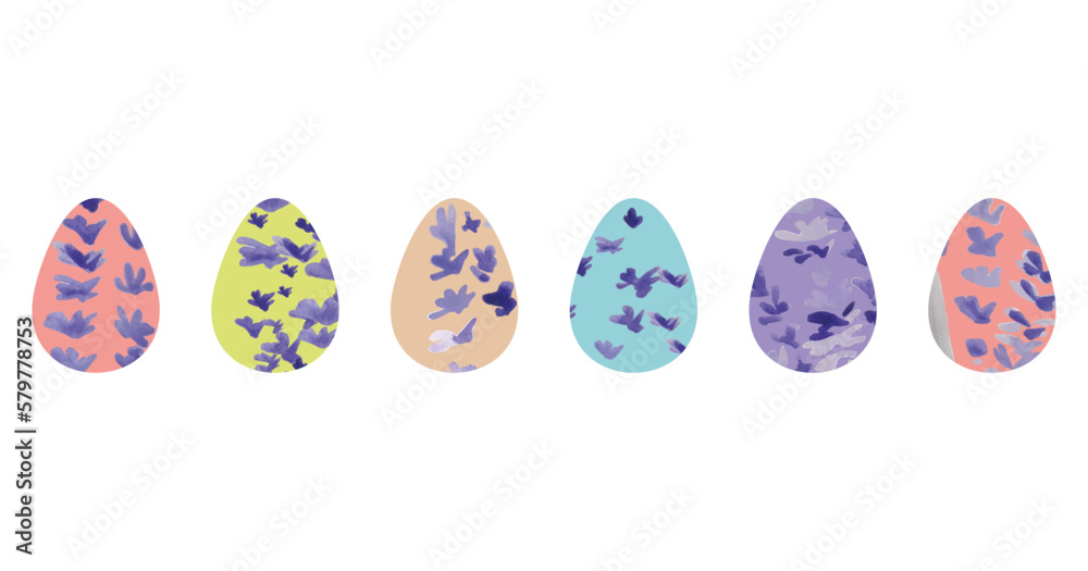 Easter Eggs Vector Set with lavender flowers Easter Eggs Vector Set with lavender flowers