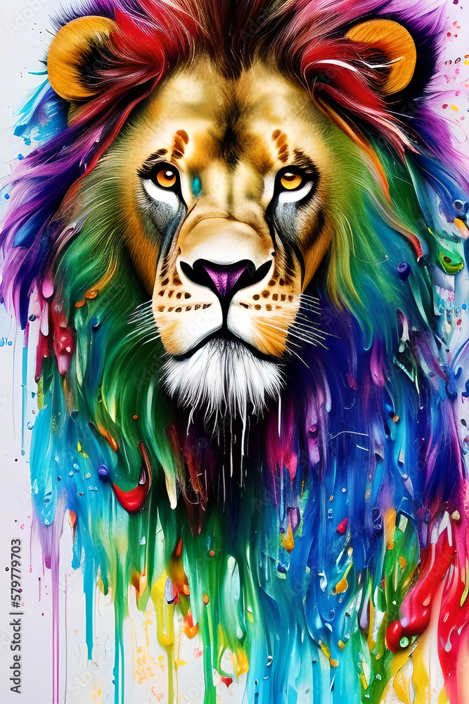 Lion watercolor, Water Colors, Lion, Lion head, symbol, mascot, wild, 