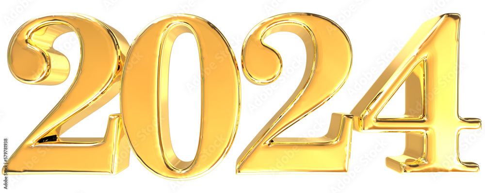 3d number Gold new year 2024 3d number Gold new year 2024