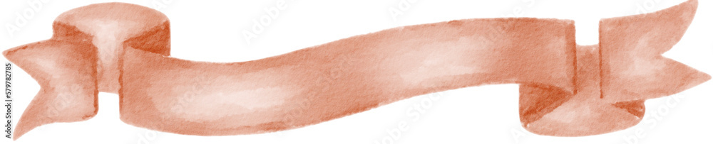 Obraz premium peach ribbon banner watercolor png
