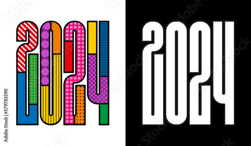 2024 Happy new year banner in paper style for your seasonal holidays flyers, greetings and invitations, Christmas themed congratulations and cards. Vector illustration.