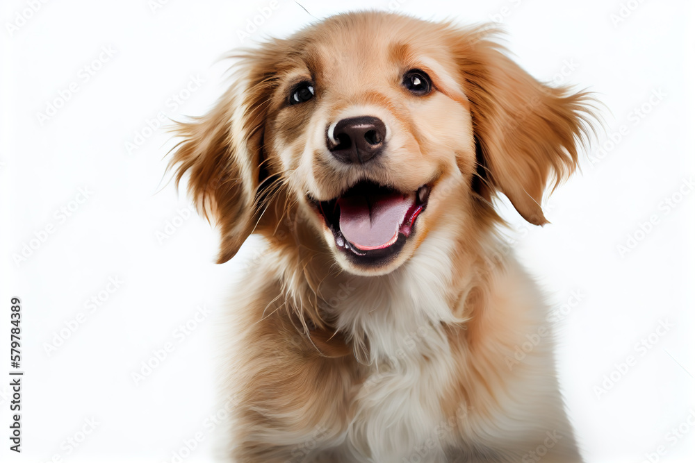 Isolated Happy Smiling Dog White Background Portrait (2)
