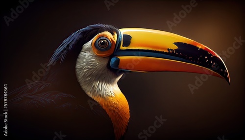 close-up Toco toucan (Ramphastos toco), also known as the common toucan or simply toucan. Generative Ai