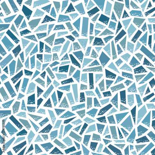 Tablou canvas Seamless vector pattern. Blue clay broken mosaic, tiles
