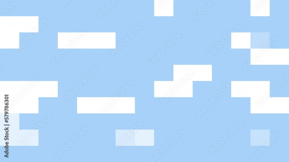 Abstract pixel motion graphics and animated background transition with colored pixel figures. Pixel abstract sky. Transition masks templates. Pixel art 8 bit, for video games. 